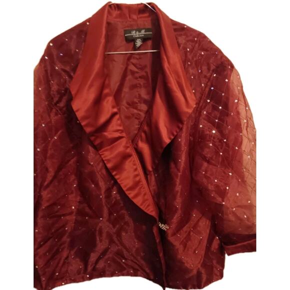 R&M Collection Evening Jacket, Women's Plus Sz 24W, Burgundy Diamond Design EUC - Picture 2 of 7